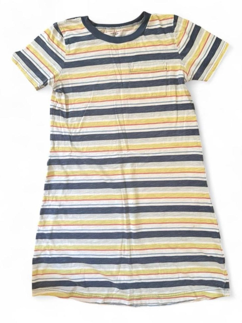 Nordstrom Girls Yellow Navy Blue striped Short Sleeve dress casual colorful cute